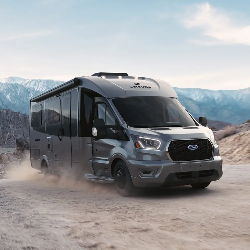 Leisure Travel Vans Wonder FX CGI Motorhome in Carbon on a dirt road